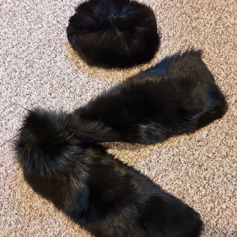 Vintage Mink Scarf and Hat